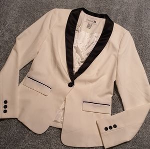 Forever 21 White/black Tuxedo Style Blazer